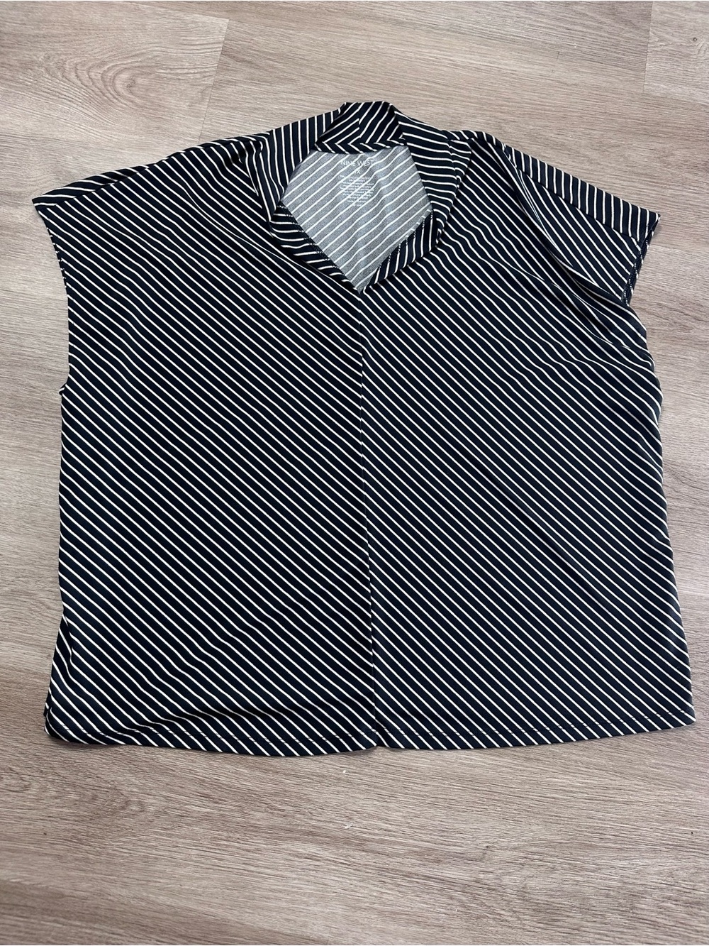 Nine West Black & White Diagonal Stripe Dolman Blouse